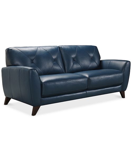 alfani Furniture Myia 82" Tufted Back Leather Sofa Created for Macy's Furniture