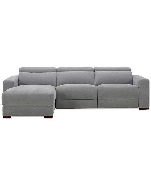 alfani Furniture Nevio 3-Pc. Fabric Power Headrest Sectional and Chaise with 2 Power Motion Chairs Furniture