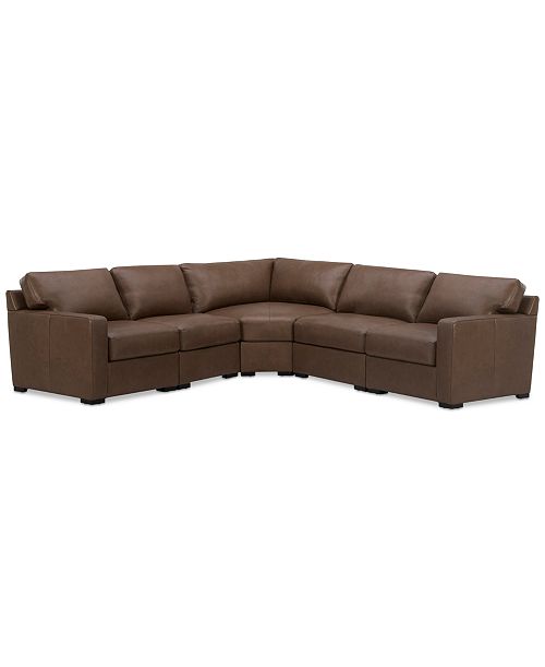 alfani Furniture Radley 113" 5-Pc. Leather Wedge L Shape Modular Sectional Created for Macy's Furniture