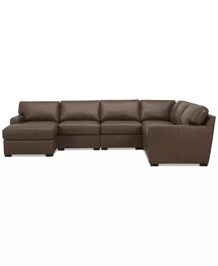 Alfani Furniture Radley 129" 6-Pc. Leather Square Corner Modular Chaise Sectional Created For Macy's Furniture