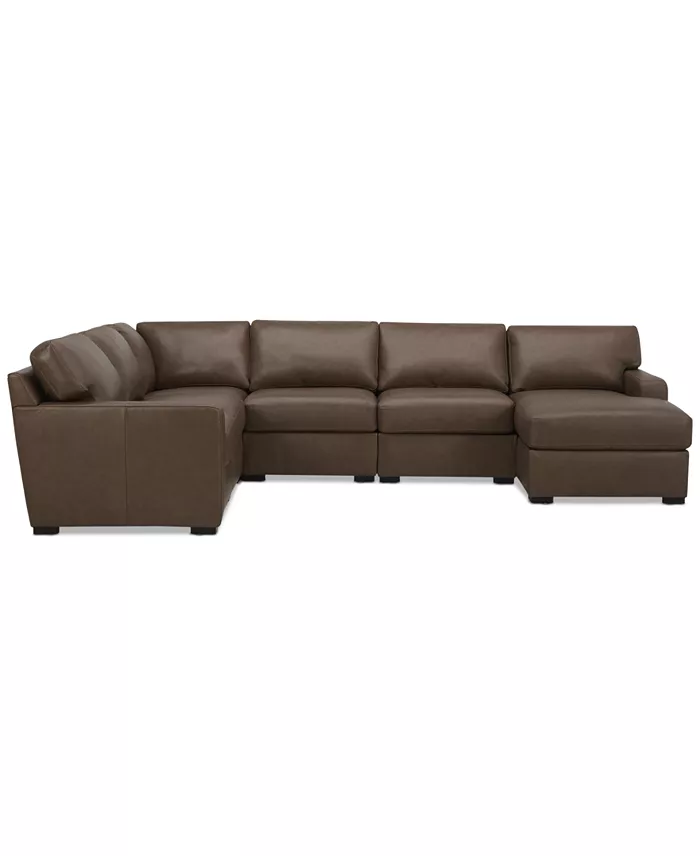 Alfani Furniture Radley 129" 6-Pc. Leather Square Corner Modular Chaise Sectional Created For Macy's Furniture
