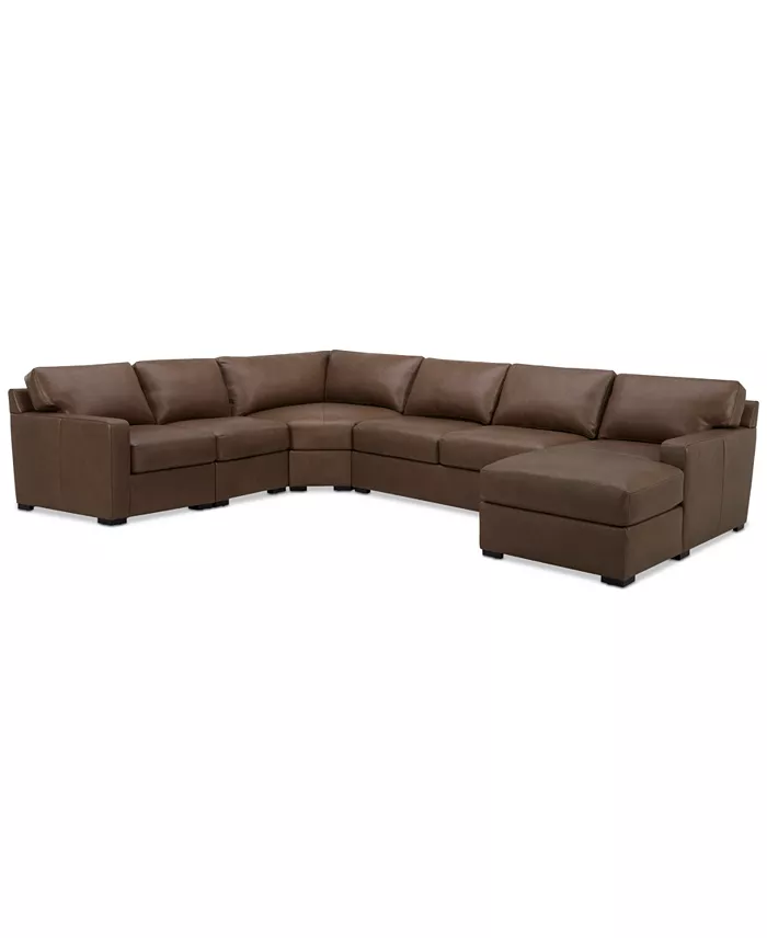 Alfani Furniture Radley 148" 5-Pc. Leather Wedge Modular Chase Sectional Created For Macy's Furniture