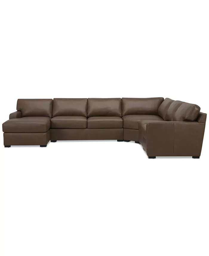 Alfani Furniture Radley 148" 5-Pc. Leather Wedge Modular Chase Sectional Created For Macy's Furniture