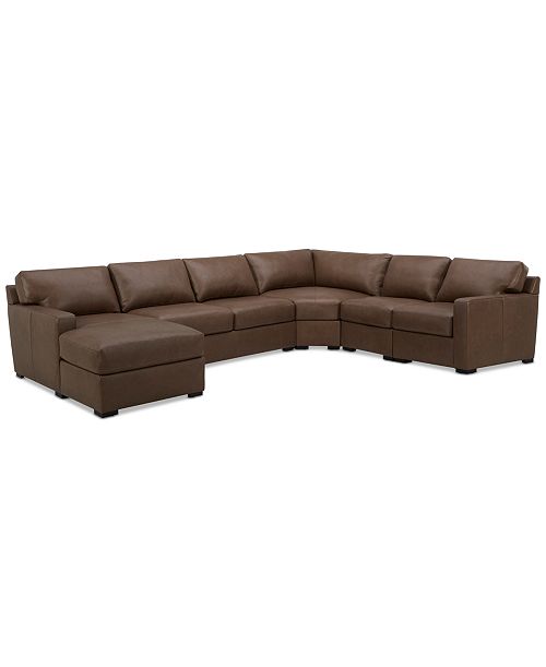 alfani Furniture Radley 148" 5-Pc. Leather Wedge Modular Chase Sectional Created for Macy's Furniture