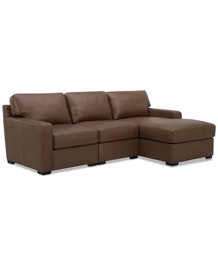 Alfani Furniture Radley 3-Pc. Leather Modular Chaise Sectional Created For Macy's Furniture