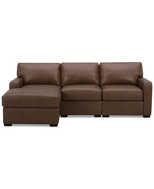 alfani Furniture Radley 3-Pc. Leather Modular Chaise Sectional Created for Macy's Furniture