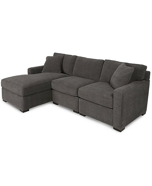 alfani Furniture Radley 3-Piece Fabric Chaise Sectional Sofa Created for Macy's Furniture
