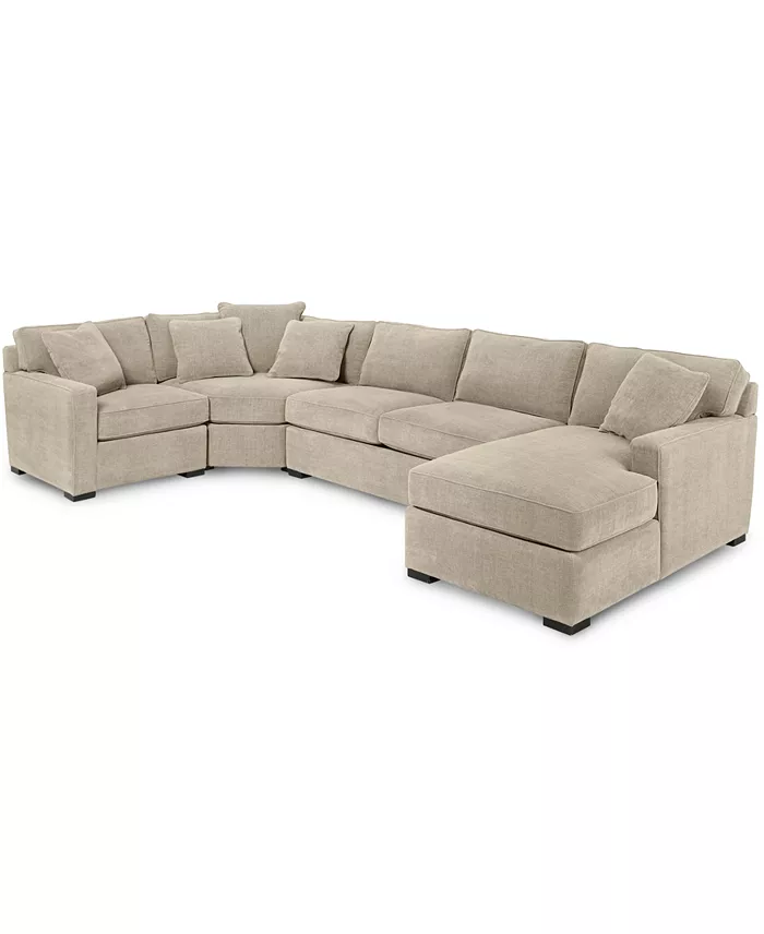 Alfani Furniture Radley 4-Pc. Fabric Chaise Sectional Sofa With Wedge Piece Created For Macy's Furniture