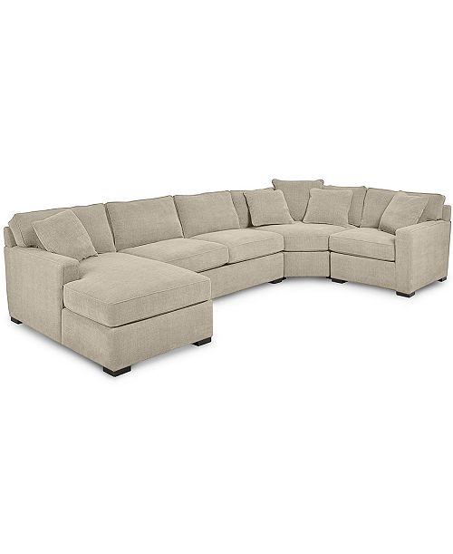 alfani Furniture Radley 4-Pc. Fabric Chaise Sectional Sofa with Wedge Piece Created for Macy's Furniture