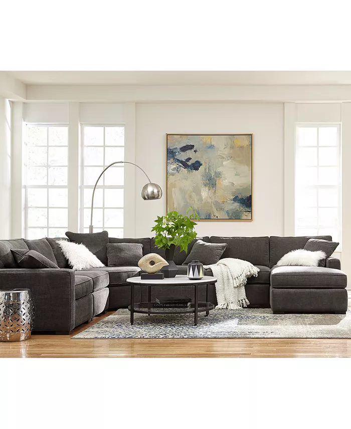 Alfani Furniture Radley 5-Pc Fabric Sectional With Apartment Sofa Created For Macy's Furniture