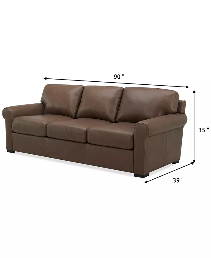 Alfani Furniture Radley Roll Arm 86" Leather Sofa Exclusively At Macy's Furniture