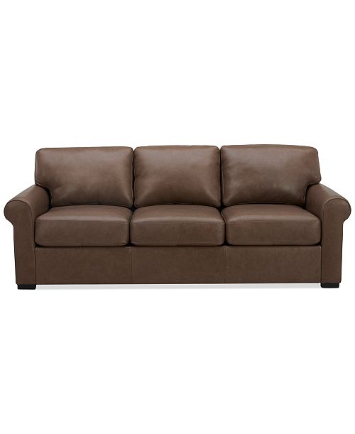 alfani Furniture Radley Roll Arm 86" Leather Sofa Exclusively at Macy's Furniture