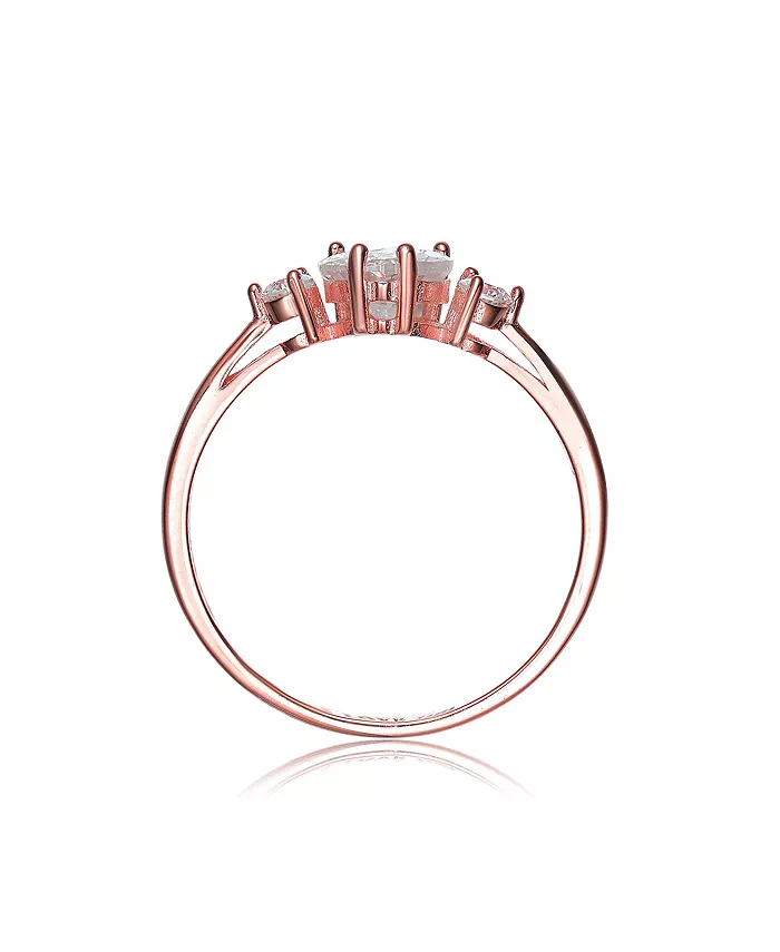 Alfani Genevive Sterling Silver Heart And Round Clear Cubic Zirconia's Three-Stone "I Love You" Ring Jewelry & Watches