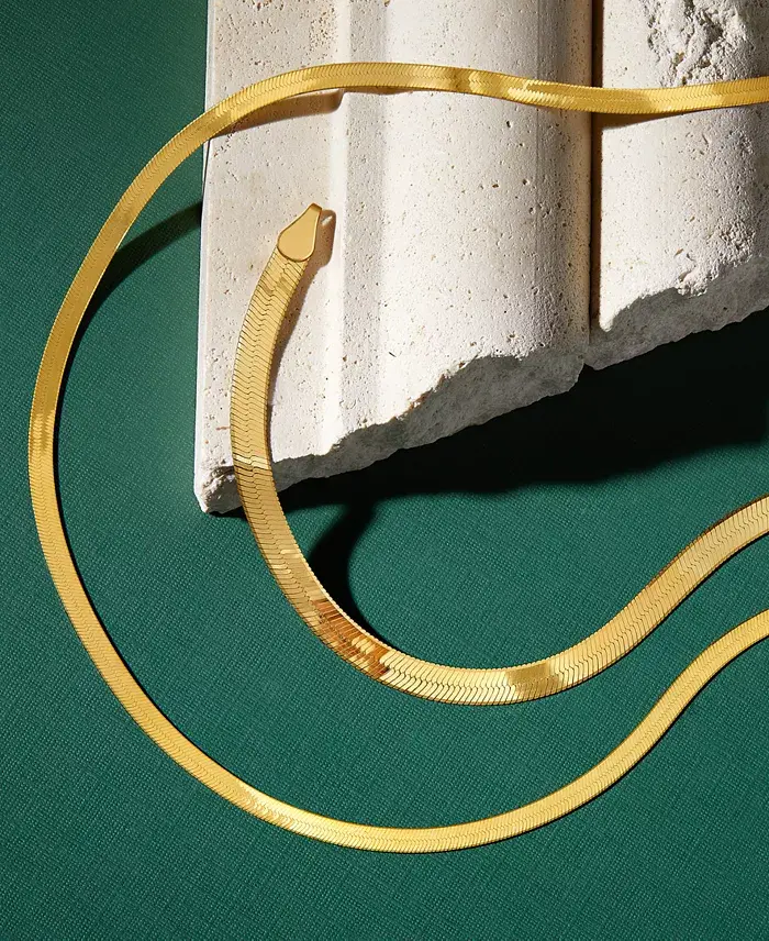 Alfani Giani Bernini Herringbone Link Chain Bracelet In 18k Gold-Plated Sterling Silver Created For Macy's Jewelry & Watches