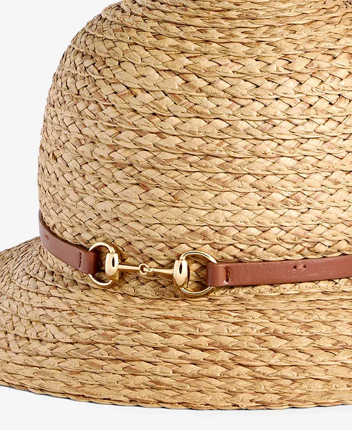 Alfani Giani Bernini Two-Tone Horsebit Straw Cloche Hat Exclusively At Macy's Women's Fashion Shoes & Accessories