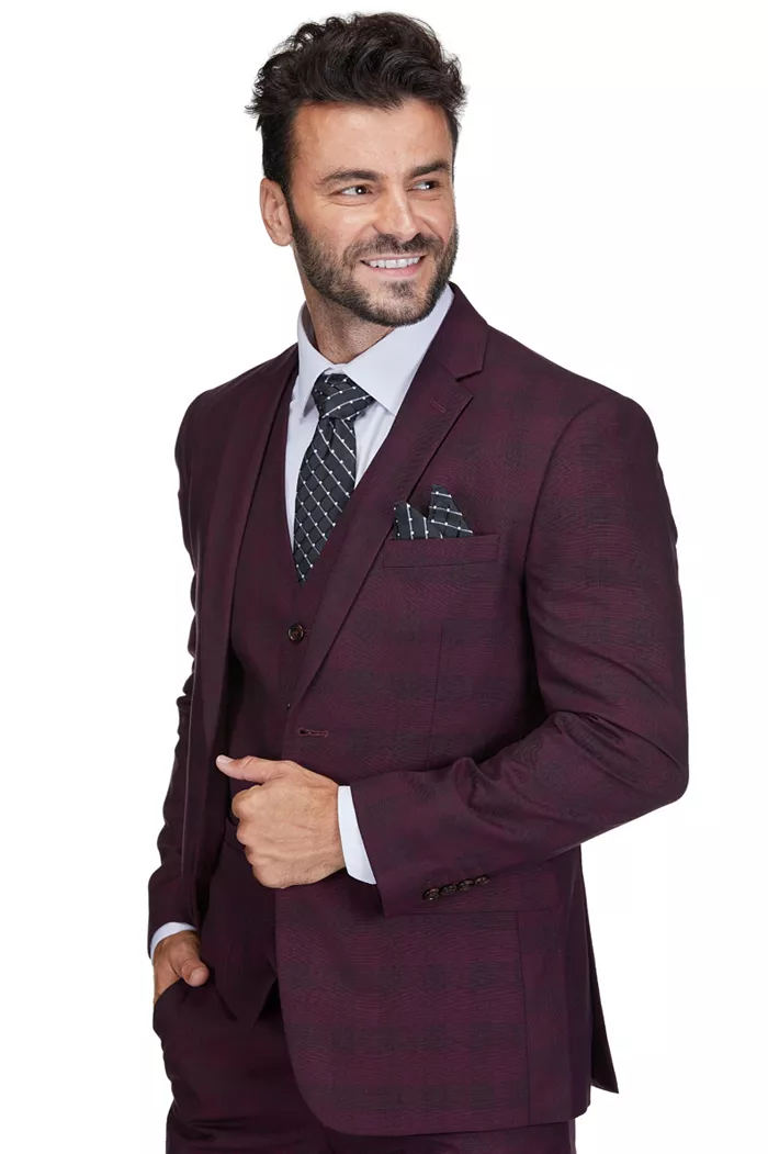 Alfani Gino Vitale Men's 3-Piece Slim Fit Check Suit Men's Fashion & Accessories