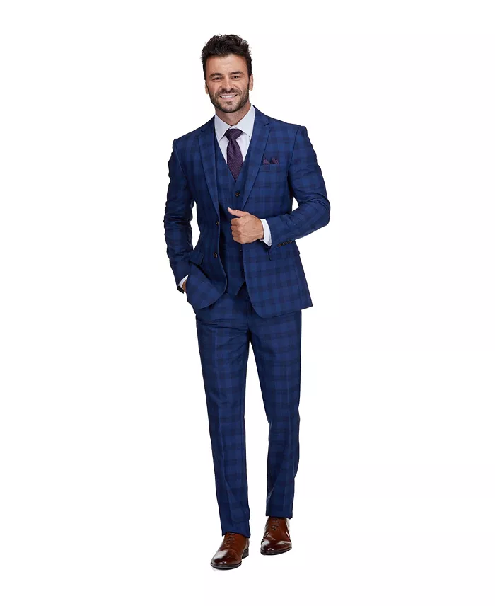 Alfani Gino Vitale Men's 3-Piece Slim Fit Check Suit Men's Fashion & Accessories