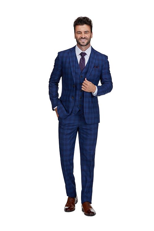 alfani Gino Vitale Men's 3-Piece Slim Fit Check Suit Men's Fashion & Accessories