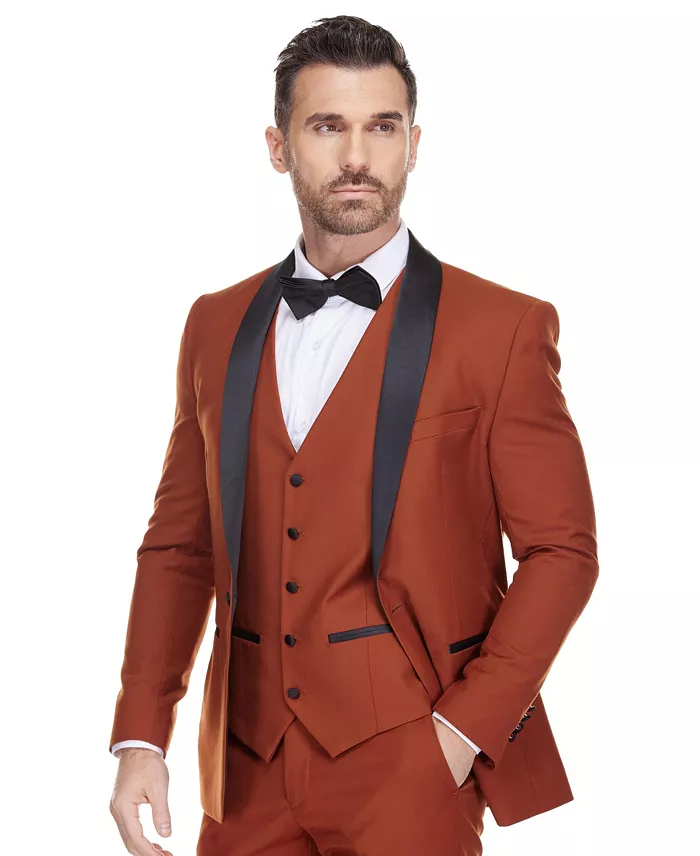 Alfani Gino Vitale Men's Braveman 3-Piece Slim Fit Shawl Lapel Tuxedo Men's Fashion & Accessories