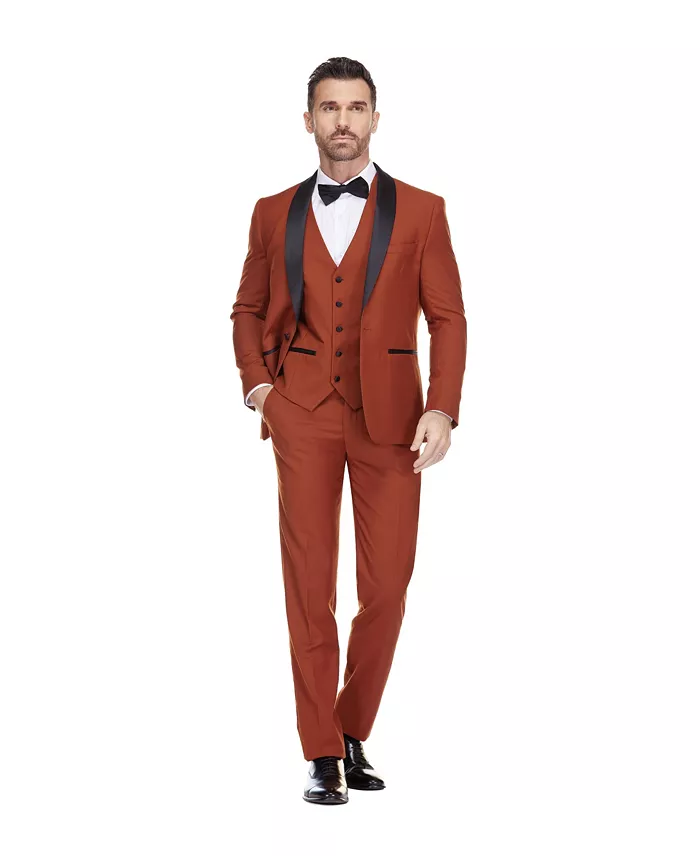 Alfani Gino Vitale Men's Braveman 3-Piece Slim Fit Shawl Lapel Tuxedo Men's Fashion & Accessories