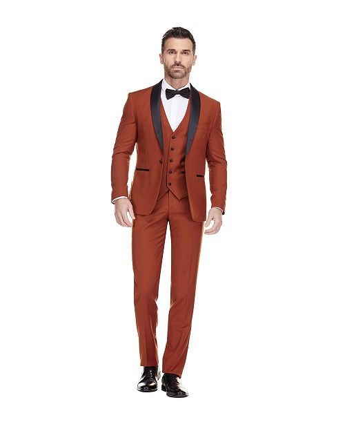 alfani Gino Vitale Men's Braveman 3-Piece Slim Fit Shawl Lapel Tuxedo Men's Fashion & Accessories