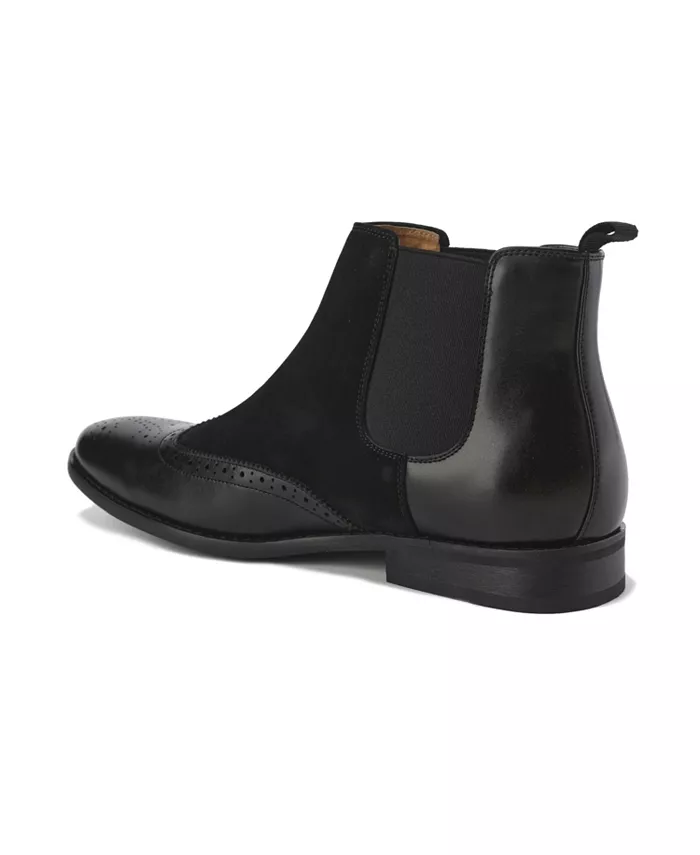 Gino Vitale Men's Wingtip Brogue Two-Tone Chelsea Boots Men's Shoes
