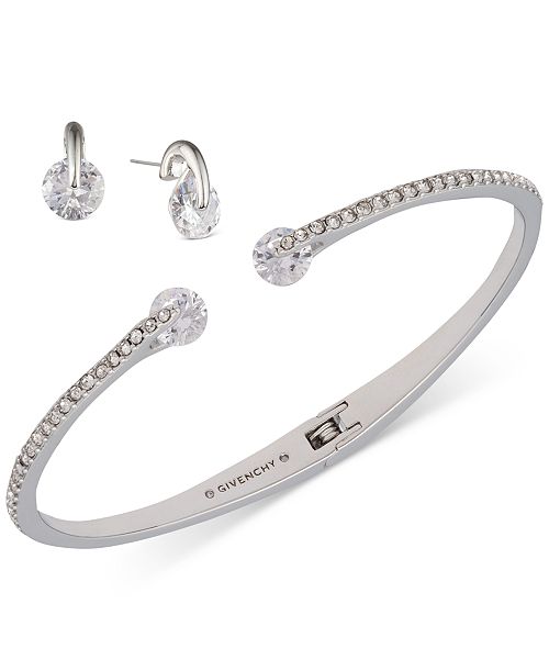 alfani Givenchy 2-Pc. Set Color Floating Stone & Crystal Cuff Bangle Bracelet & Matching Stud Earrings Jewelry & Watches
