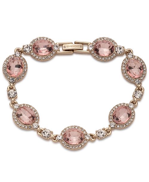 alfani Givenchy Gold-Tone Pavé & Stone Oval Halo Flex Bracelet Jewelry & Watches