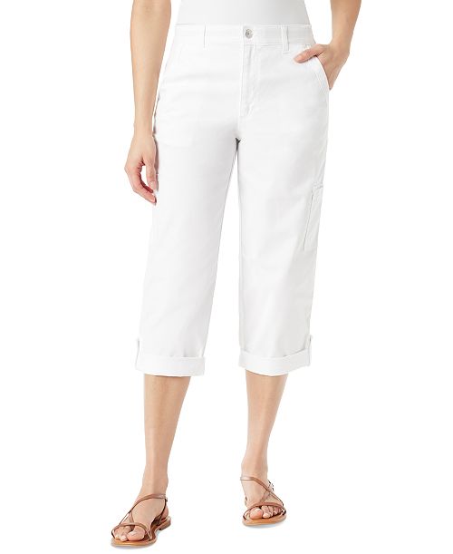 alfani Gloria Vanderbilt Women's Adjustable-Hem Cargo Capri Pants Women's Fashion Shoes & Accessories