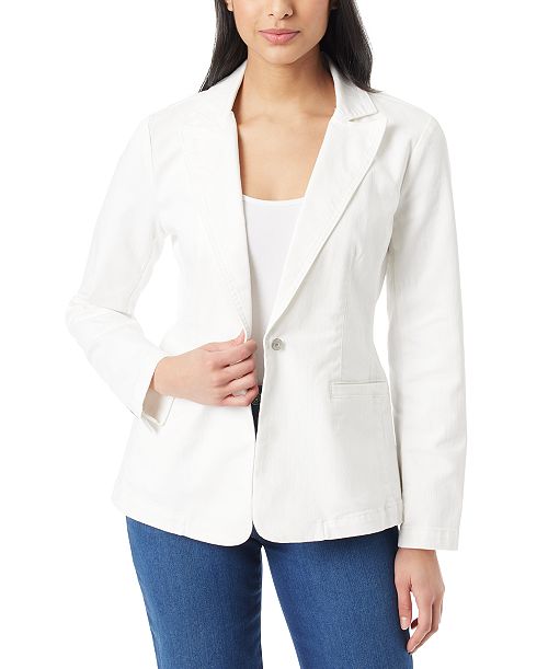 alfani Gloria Vanderbilt Women's Denim One-Button Blazer Women's Fashion Shoes & Accessories