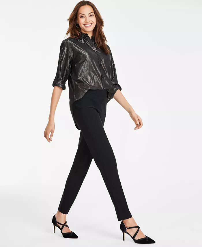 Alfani Gloria Vanderbilt Women's Tummy-Control Pull-On Slim Trousers Regular Short & Long Women's Fashion Shoes & Accessories