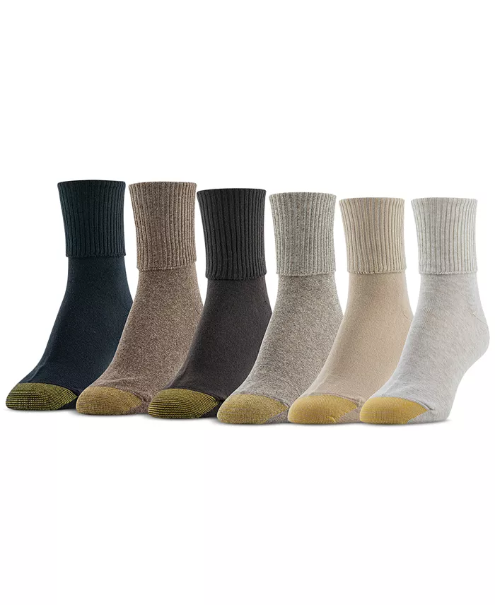 Alfani Gold Toe Women's 6-Pack Casual Turn Cuff Socks Women's Fashion Shoes & Accessories