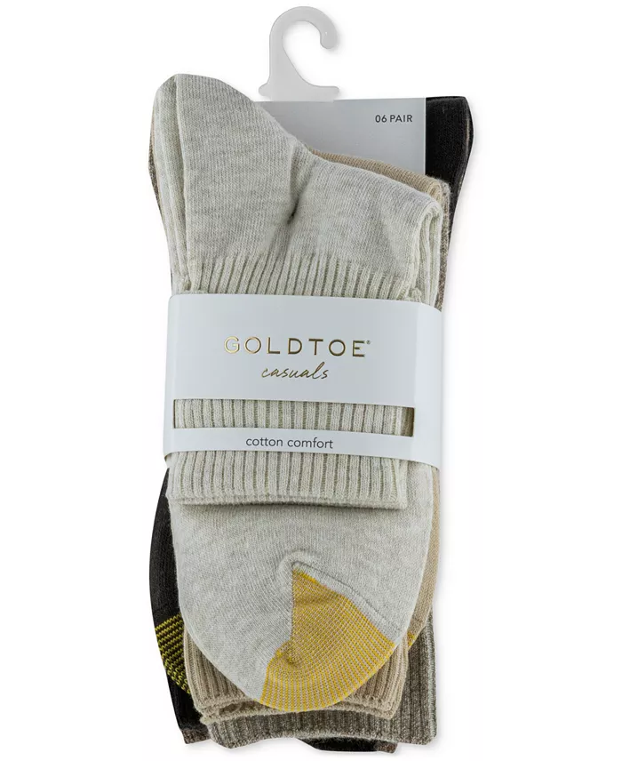Alfani Gold Toe Women's 6-Pack Casual Turn Cuff Socks Women's Fashion Shoes & Accessories