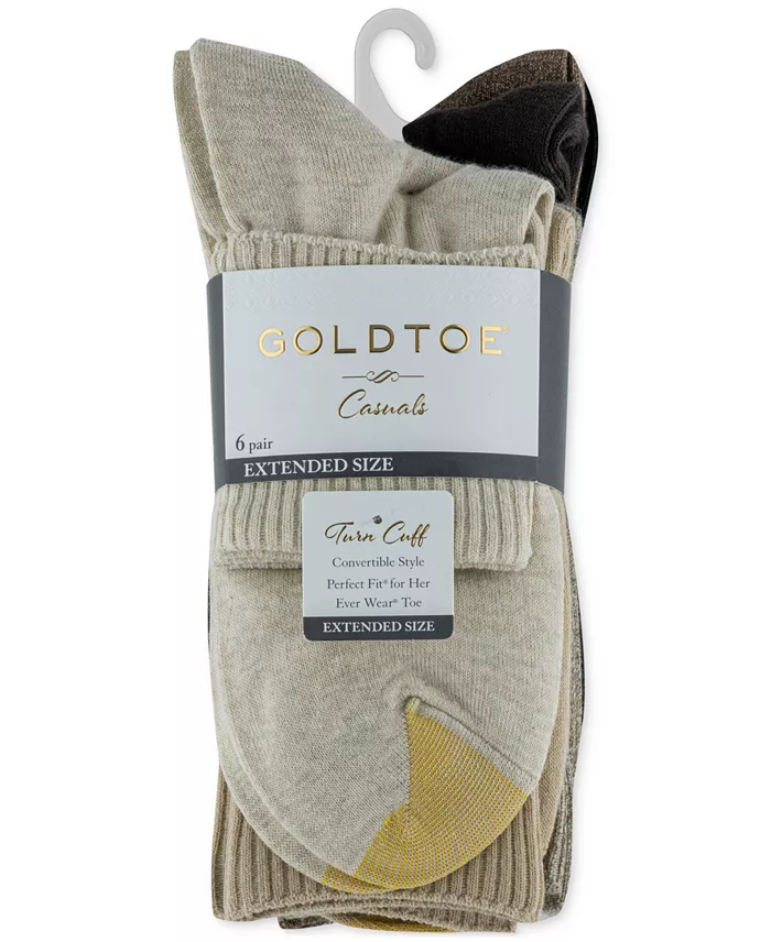 Alfani Gold Toe Women's 6-Pack Casual Turn Cuff Socks Women's Fashion Shoes & Accessories