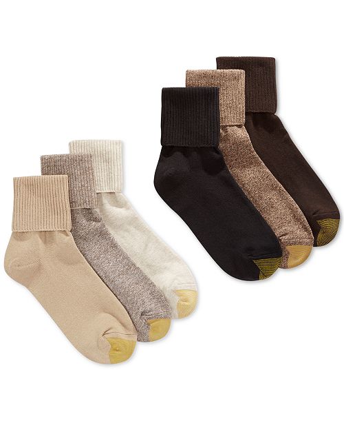 alfani Gold Toe Women's 6-Pack Casual Turn Cuff Socks Women's Fashion Shoes & Accessories