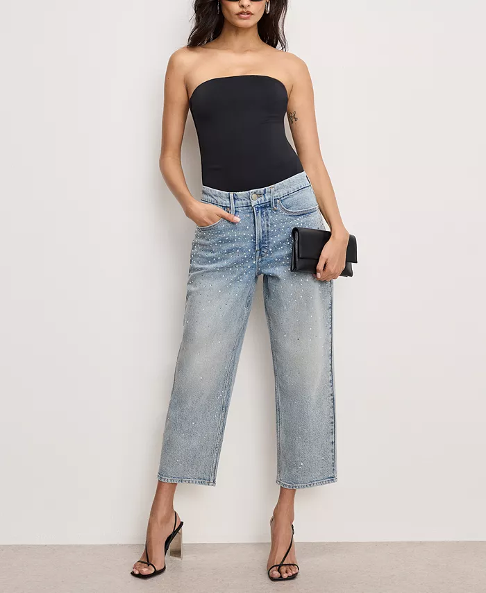 Alfani Good American Women's Crystal Stars Good 90s Cropped Jeans Women's Fashion Shoes & Accessories