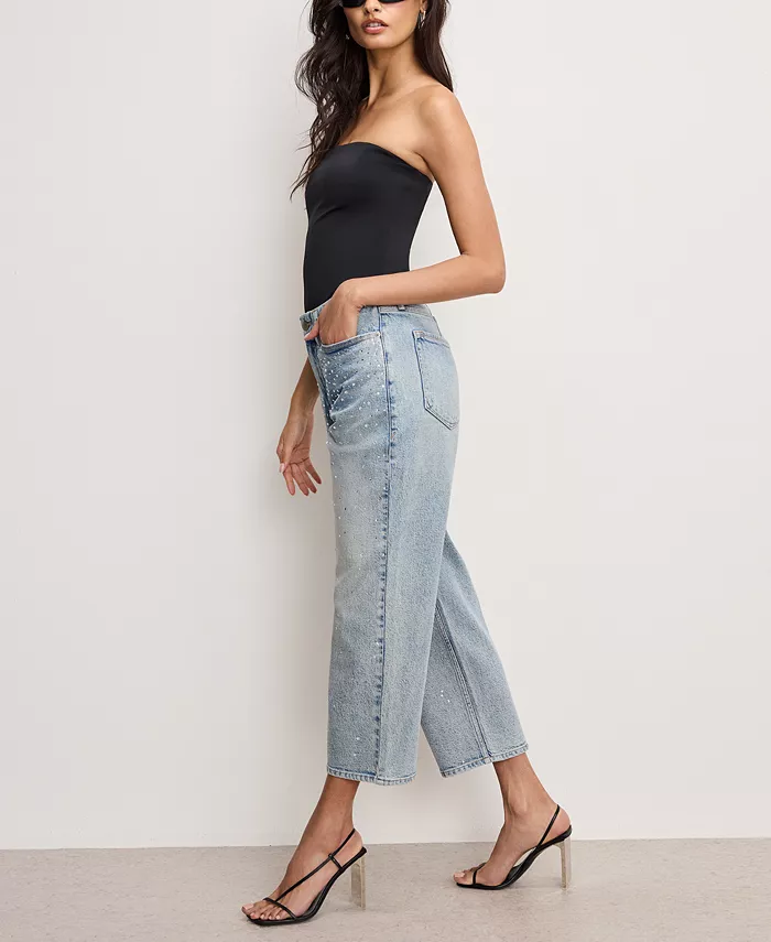 Alfani Good American Women's Crystal Stars Good 90s Cropped Jeans Women's Fashion Shoes & Accessories
