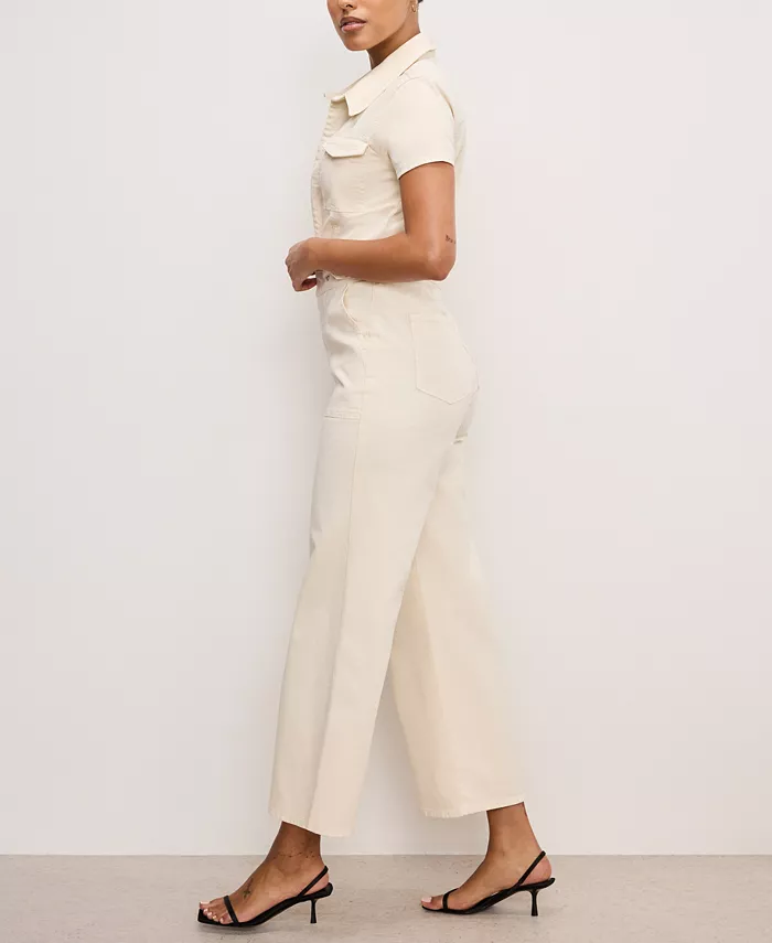 Alfani Good American Women's Fit For Success Twill Palazzo Cropped Jumpsuit Women's Fashion Shoes & Accessories