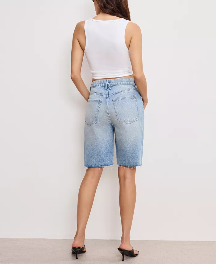 Alfani Good American Women's Good Standard Denim Bermuda Shorts Women's Fashion Shoes & Accessories