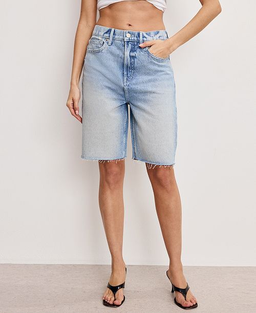 alfani Good American Women's Good Standard Denim Bermuda Shorts Women's Fashion Shoes & Accessories
