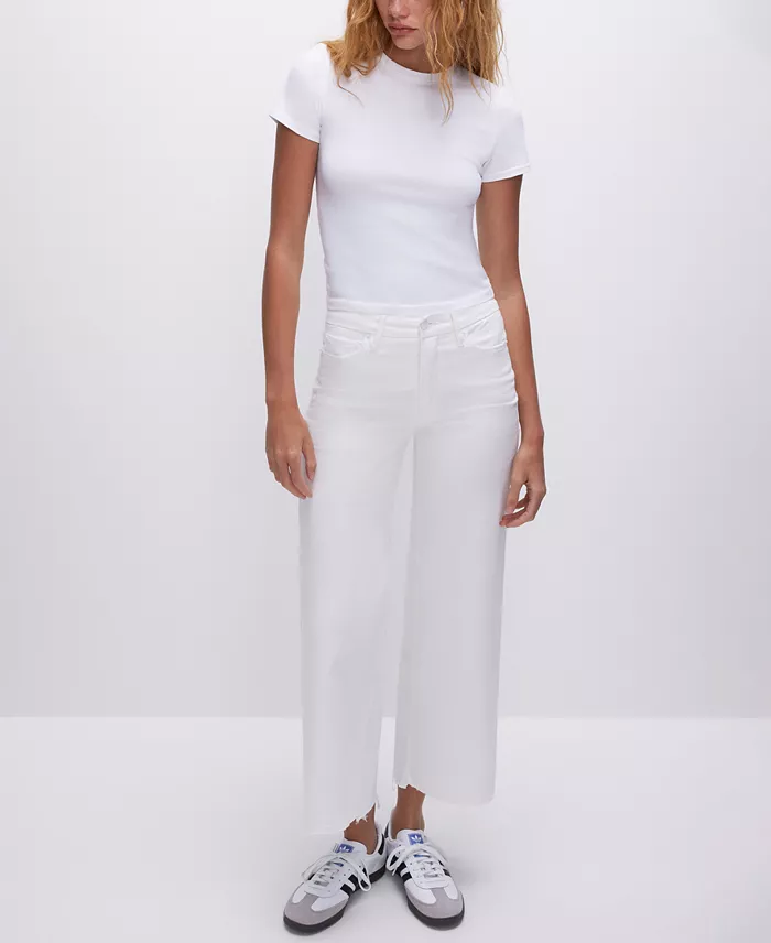 Alfani Good American Women's Good Waist Cropped Palazzo Jeans Women's Fashion Shoes & Accessories