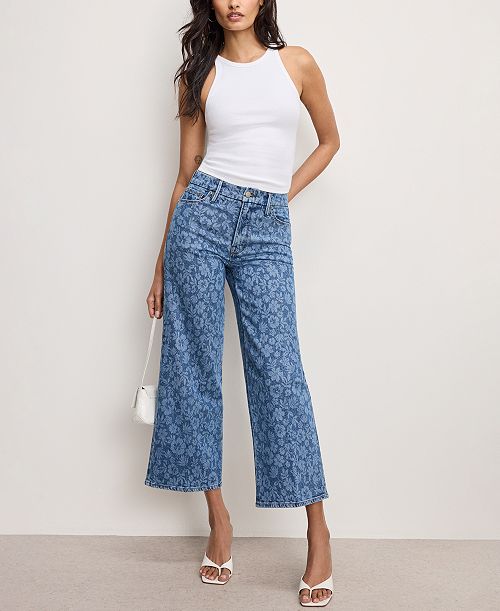 alfani Good American Women's Good Waist Cropped Palazzo Jeans Women's Fashion Shoes & Accessories