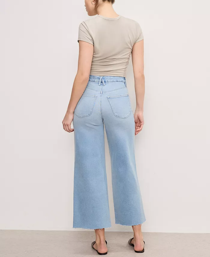 Alfani Good American Women's Good Waist Palazzo Crop Light Compression Jeans Women's Fashion Shoes & Accessories