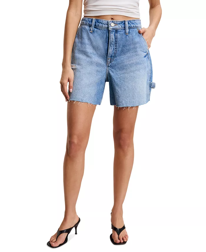 Alfani Good American Women's High-Rise 90s Raw-Edge Shorts Women's Fashion Shoes & Accessories