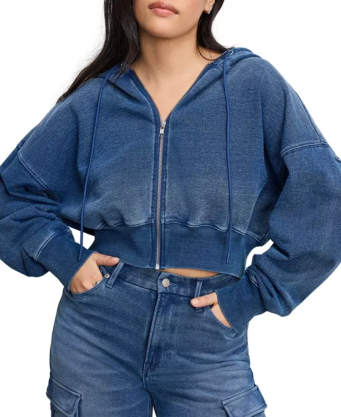 Alfani Good American Women's Jeanius Cotton Zip-Up Hoodie Women's Fashion Shoes & Accessories