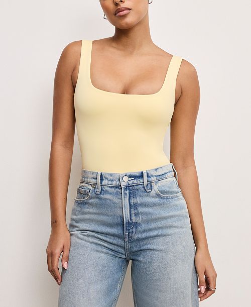 alfani Good American Women's Scuba Modern Tank Bodysuit Women's Fashion Shoes & Accessories