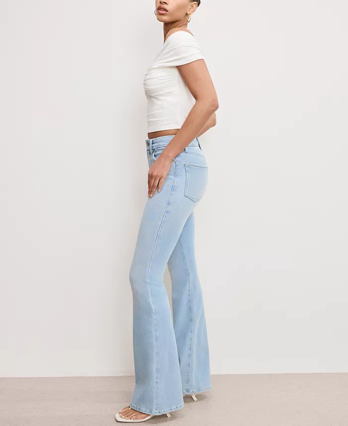 Alfani Good American Women's Soft Tech Good Legs Flare Jeans Women's Fashion Shoes & Accessories