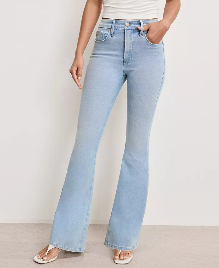 Alfani Good American Women's Soft Tech Good Legs Flare Jeans Women's Fashion Shoes & Accessories