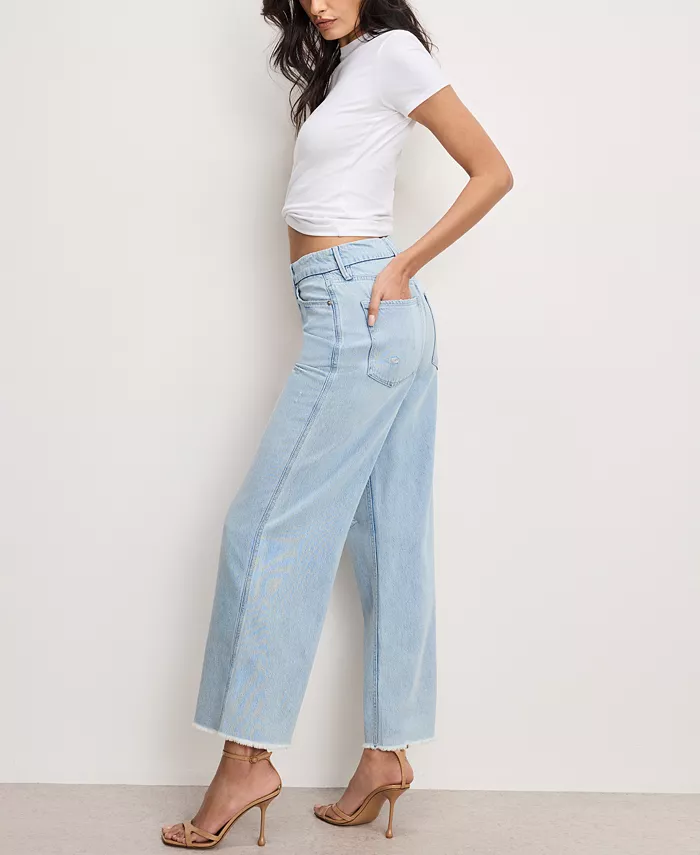 Alfani Good American Women's Weightless Good Skate Cropped Wide-Leg Jeans Women's Fashion Shoes & Accessories