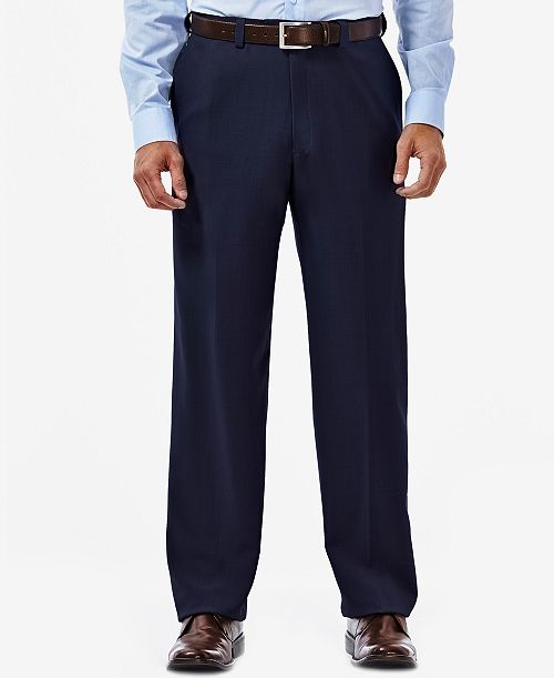 Haggar Men's Eclo Stria Classic Fit Flat Front Hidden Expandable Dress Pants Men's Fashion & Accessories